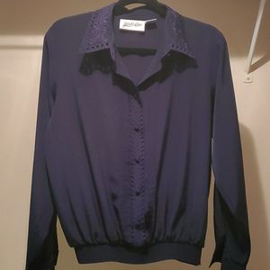 Yves St. Clair Long Sleeve Top (Navy Blue)